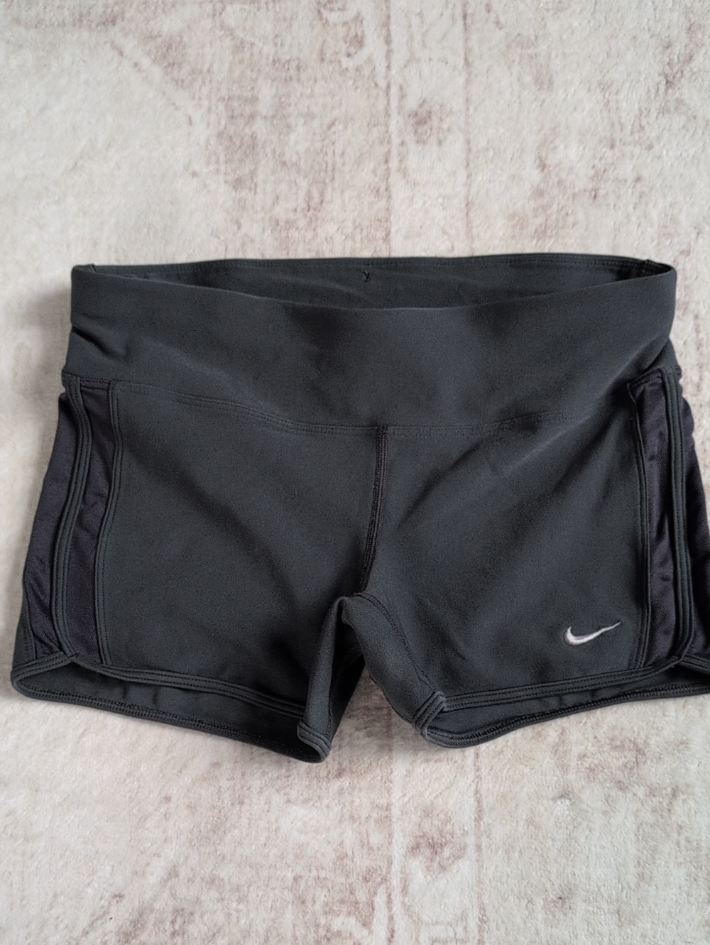 Nike Women's Black Athletic Shorts with Swoosh Logo, Size Medium